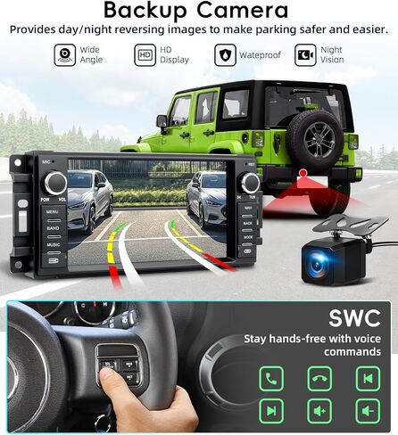 ستيريو راديو السيارة لسيارة Jeep Wrangler JK 2007-2018، Android 13 شاشة تعمل باللمس CarPlay Android Auto Bluetooth GPS Navigation 2+64G وحدة رئيسية مع كاميرا احتياطية in Kuwait
