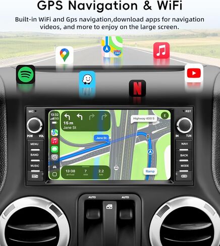 ستيريو راديو السيارة لسيارة Jeep Wrangler JK 2007-2018، Android 13 شاشة تعمل باللمس CarPlay Android Auto Bluetooth GPS Navigation 2+64G وحدة رئيسية مع كاميرا احتياطية in Kuwait