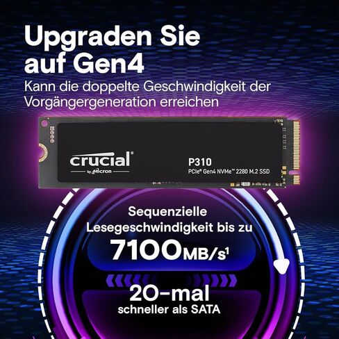 Crucial P310 1TB 232L Micron QLC NAND PCIE GEN 4 X4 NVME M.2 Internal SSD in Saudi Arabia