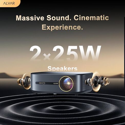 جهاز عرض Alvar الذكي 2026 تمت ترقيته، 2500 ANSI، دعم 4K، تطبيق NetfIix مدمج، صوت DoIby ومكبرات صوت 50 وات، تركيز تلقائي، WiFi 6، بلوتوث 5.3، مسرح منزلي وجهاز عرض أفلام خارجي، أسود in Saudi Arabia