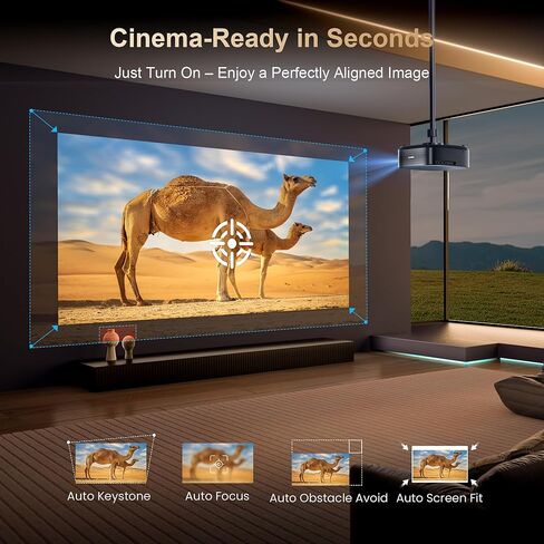 جهاز عرض Alvar الذكي 2026 تمت ترقيته، 2500 ANSI، دعم 4K، تطبيق NetfIix مدمج، صوت DoIby ومكبرات صوت 50 وات، تركيز تلقائي، WiFi 6، بلوتوث 5.3، مسرح منزلي وجهاز عرض أفلام خارجي، أسود in Saudi Arabia