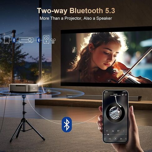 جهاز عرض Alvar الذكي 2026 تمت ترقيته، 2500 ANSI، دعم 4K، تطبيق NetfIix مدمج، صوت DoIby ومكبرات صوت 50 وات، تركيز تلقائي، WiFi 6، بلوتوث 5.3، مسرح منزلي وجهاز عرض أفلام خارجي، أسود in Saudi Arabia