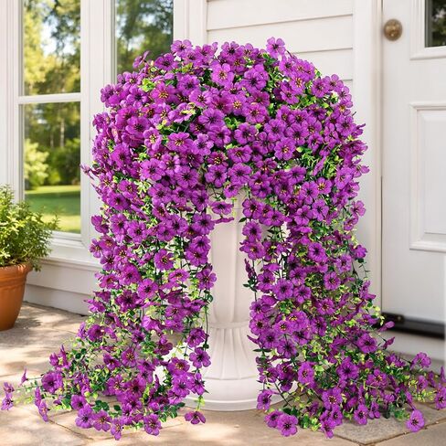 Yastouay 2 Pcs Artificial Flowers for Outdoors, UV Resistant Fake Outdoor Flowers, Realistic Artificial Plants & Flowers for Outdoor Porch Patio Window Garden Decor(Purple) in Saudi Arabia