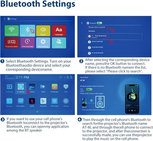جهاز عرض Wielio 2026 الذكي Android TV مع WiFi 6 وBluetooth 5.0 مدمج في 1000+ تطبيقات 240 ANSI جهاز عرض أفلام صغير محمول لغرفة النوم يدعم 4K/1080P Auto Keystone & Zoom in Saudi Arabia