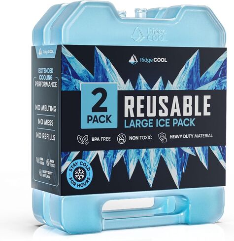 2 Pack Reusable Large Ice Packs for Cooler, Long Lasting Freezer Packs for Camping, Beach, and Road Trips, Cooler Ice Packs BPA-Free Non-Toxic, 8" x 6.7" in Kuwait