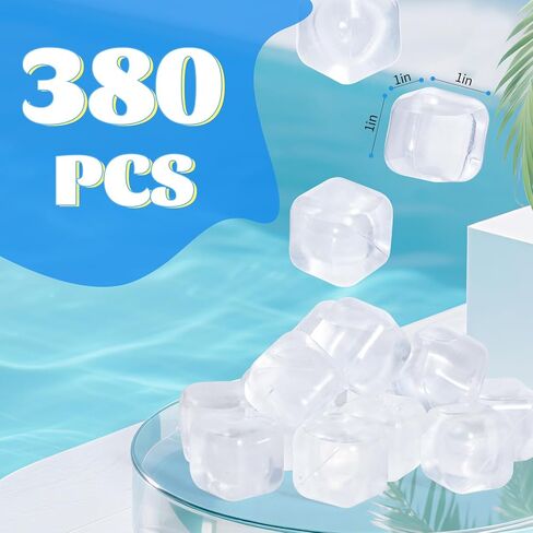 380 Pack Reusable Ice Cubes for Drinks, BPA-Free Plastic Ice Cubes, Refreezable & Washable Ice Cubes Reusable Without Diluting for Whiskey, Coffee, Parties, Camping & Ice Bath in Saudi Arabia