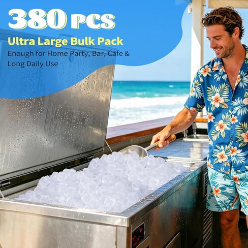 380 Pack Reusable Ice Cubes for Drinks, BPA-Free Plastic Ice Cubes, Refreezable & Washable Ice Cubes Reusable Without Diluting for Whiskey, Coffee, Parties, Camping & Ice Bath in Saudi Arabia