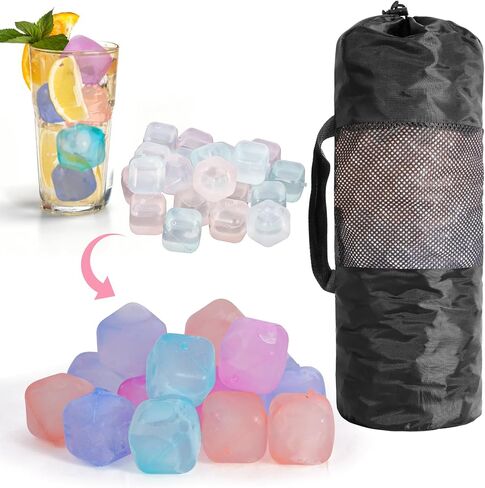 380 Pack Reusable Ice Cubes for Drinks, BPA-Free Plastic Ice Cubes, Refreezable & Washable Ice Cubes Reusable Without Diluting for Whiskey, Coffee, Parties, Camping & Ice Bath in Saudi Arabia