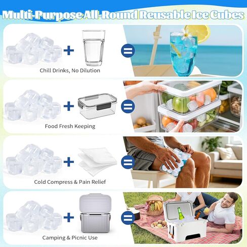 380 Pack Reusable Ice Cubes for Drinks, BPA-Free Plastic Ice Cubes, Refreezable & Washable Ice Cubes Reusable Without Diluting for Whiskey, Coffee, Parties, Camping & Ice Bath in Saudi Arabia