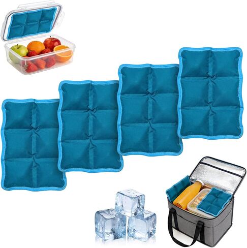 QuartzGlow 4pcs Reusable Ice Packs for Lunch Boxes & Coolers, (6"x4"x0.7") Slim Freezer Packs for Lunch Bags, Small Non-Toxic Cooler for Picnic & Camping in Saudi Arabia