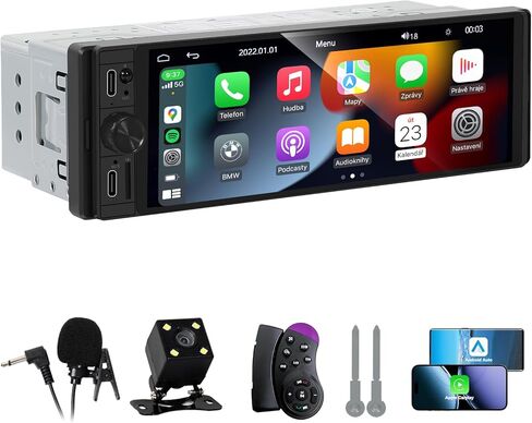 DINRGO Single Din Car Radio - Car Stereo with Wireless Apple Carplay Android Auto, 6.9" Touchscreen Radio with Bluetooth 5.2 Support Mirror Link, RC，GPS, FM, USB & Type-C Fast Charging, EQ, SWC，MIC in Saudi Arabia