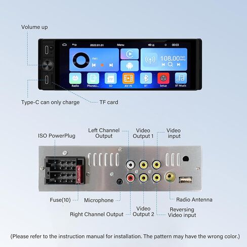 DINRGO Single Din Car Radio - Car Stereo with Wireless Apple Carplay Android Auto, 6.9" Touchscreen Radio with Bluetooth 5.2 Support Mirror Link, RC，GPS, FM, USB & Type-C Fast Charging, EQ, SWC，MIC in Saudi Arabia