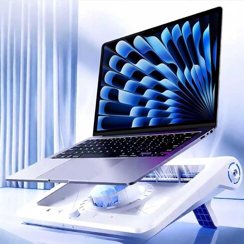 وسادة تبريد للكمبيوتر المحمول لجهاز MacBook Air Pro 13 14 15 16 17 بوصة، مبرد أشباه الموصلات مع مروحة دوارة مدمجة، تصميم مريح لضبط الارتفاع 5، تشغيل هادئ منخفض الضوضاء لأجهزة Mac المحمولة in Saudi Arabia