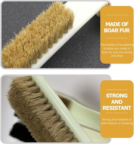 Beavorty 2pcs Boars Hair Rock Cleaning Brush for Climbing and Bouldering with Sturdy Handle, 96-Hole Walnut Stone Scrubbing Tool for Outdoor Chalk and Dirt Removal in Saudi Arabia