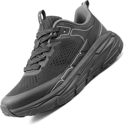 Women's Lightweight Walking & Running Shoes - Breathable Non Slip Sneakers with Cushioned Comfort for Gym, Tennis, Workout Black/White ﻿ in Saudi Arabia