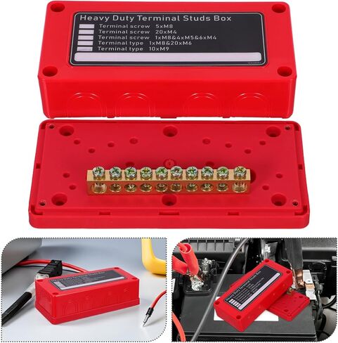Mikinona Heavy Duty Bus Bar Power Distribution Junction 10-Position Electrical Terminal Box with Cover for Car Rv Marine Amp Audio Installation in Saudi Arabia