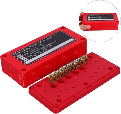 Mikinona Heavy Duty Bus Bar Power Distribution Junction 10-Position Electrical Terminal Box with Cover for Car Rv Marine Amp Audio Installation in Saudi Arabia