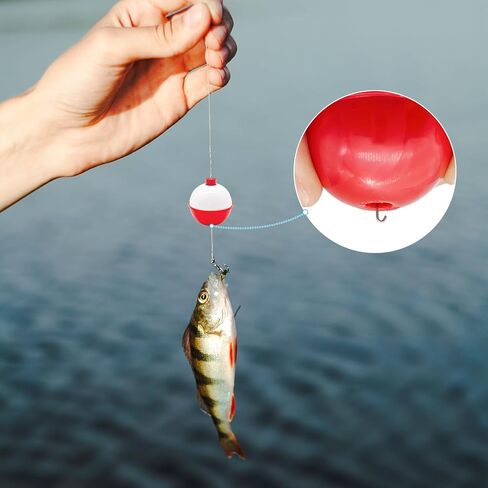 50 PCS Large Fishing Float,1.5inch Hard ABS Fishing Bobber,Red and White Bobbers,Push Button Round Buoy Floats for Tackle Accessories in Saudi Arabia
