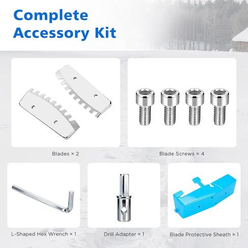 FUJIWARA Ice Auger، مثقاب ثلج بقطر 8 بوصات، مثقاب ثلج بدون سلك من النايلون لصيد الأسماك على الجليد، شفرة فولاذية عالية الكربون SK-5، مع محول عالمي 1/2 بوصة ورغوة قابلة للطفو in Kuwait