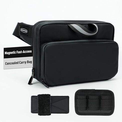 Magnetic Quick-Access Concealed Carry Bag - Tactical CCW Sling Bag with Lock, Universal Holster & Adjustable Strap | Crossbody Bag | Water-Repellent 900D | 10″x6.5″x3″ in Saudi Arabia