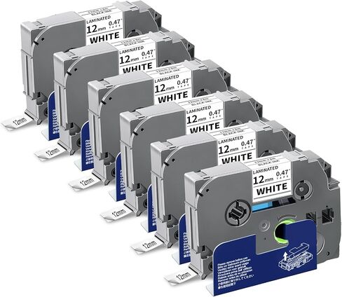 6-Pack TZe-231 Label Tape TZ Tape 12mm 0.47 Laminted White Compatible for Brother Ptouch Label Maker Tape TZe231 TZe-2312pk TZ-231 Refills for P Touch PT-D210 PTD220 H110 D610BT D400, 1/2" x 26.2 ft in Saudi Arabia
