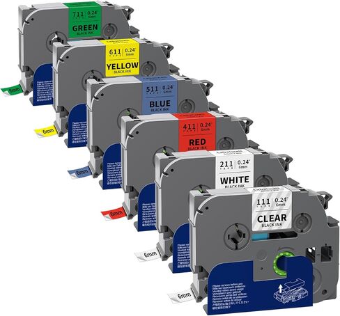 6 عبوات شريط ملصقات TZe-231 شريط TZ 12 مم 0.47 أبيض مصفح متوافق مع شريط صانع الملصقات Brother Ptouch TZe231 TZe-2312pk TZ-231 عبوات P Touch PT-D210 PTD220 H110 D610BT D400، 1/2 بوصة × 26.2 قدم in Kuwait