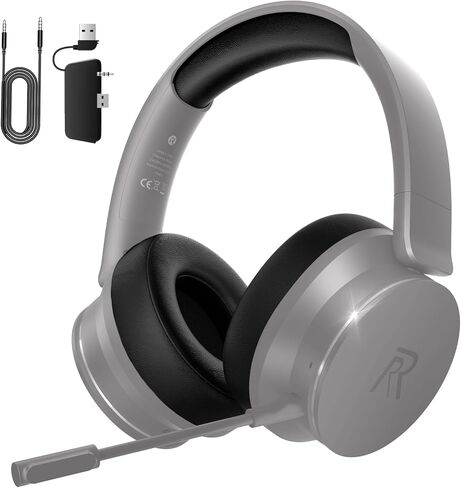 سماعة ألعاب لاسلكية RYR لأجهزة Xbox Series X|S وXbox One وPS5 وPS4 وMac وBluetooth 5.3 وصوت محيطي ثلاثي الأبعاد وأغطية أذن قابلة للدوران وسماعات رأس للألعاب مع ميكروفونات تعمل على إلغاء الضوضاء - رمادي فاتح in Kuwait