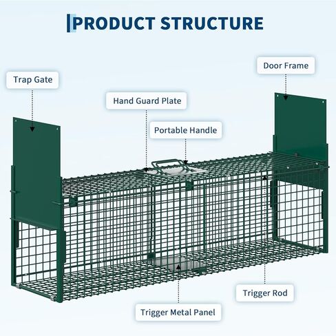 Garvee 39 inch Live Animal Trap Hunting Release Cage with 2-Door Carrying Handle Sensitive Trigger Collapsible Steel for Raccoons Squirrel Cats Rabbits Skunks Foxes Similar Animals 39 * 10 * 11 inch in Saudi Arabia