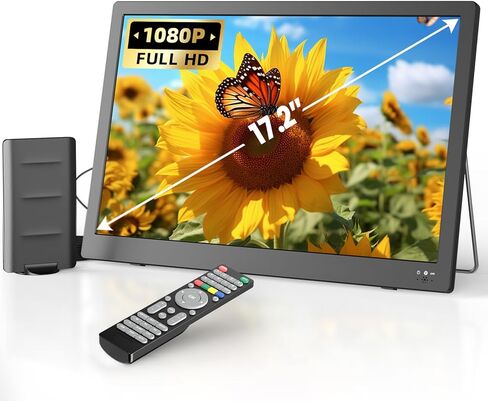 NORTHING 17.2" Portable TV with Antenna, 7000mAH Built-in Powered TV with USB/HDMI/AV Input, 12V Small T V for Camping Kitchen Bedroom RV Patio Car Power Outage, Sleep Timer in Saudi Arabia