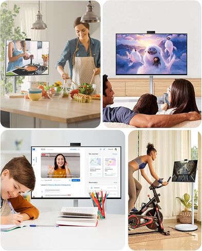 MESWAO 32 Inch Portable Smart TV on Wheels, Widevine L1 for Netflix HD, 12800mAh Battery, Android Rolling TV with 8GB RAM 128GB ROM, 1080P FHD Touch Screen Mobile Screen with Pop-up Privacy Camera in Saudi Arabia