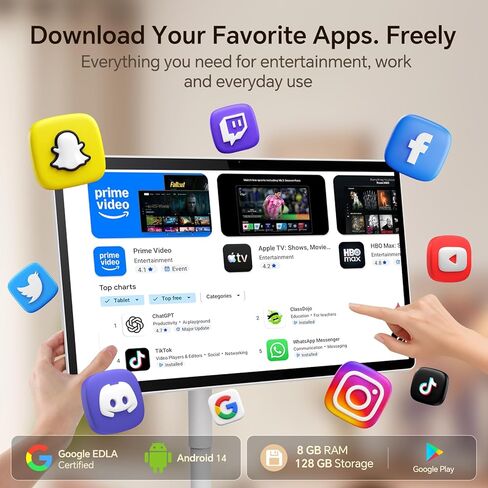 تلفزيون محمول مقاس 27 بوصة مع صوت هاي فاي، ومكبرات صوت رباعية ومضخم صوت بقدرة 44 وات، وشاشة تعمل باللمس بنظام Android 14 EDLA، وذاكرة 8 جيجابايت + 128 جيجابايت، وبطارية مدمجة 8 ساعات، وكاميرا خصوصية بدقة 5 ميجابكسل، وجهاز تحكم عن بعد صوتي in Kuwait