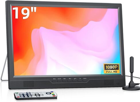 تلفزيون نورثينج 19.2 بوصة محمول مع هوائي، تلفزيون صغير LED 1080 بكسل مع مدخل HDMI/مدخل AV/منفذ USB، تلفزيون المطبخ مع حامل مدمج، للتخييم وغرفة النوم والفناء الداخلي والخارجي in Kuwait