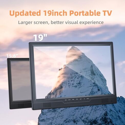تلفزيون نورثينج 19.2 بوصة محمول مع هوائي، تلفزيون صغير LED 1080 بكسل مع مدخل HDMI/مدخل AV/منفذ USB، تلفزيون المطبخ مع حامل مدمج، للتخييم وغرفة النوم والفناء الداخلي والخارجي in Kuwait