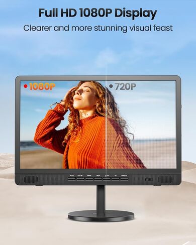 Desobry 18.5" Portable TV with Antenna, 6500mAh Rechargeable Portable Monitor with 1080P HDMI Input, AV Input, USB, Small TV for Travel, Camping, Kitchen, Bedroom, RV, Power Outage in Saudi Arabia