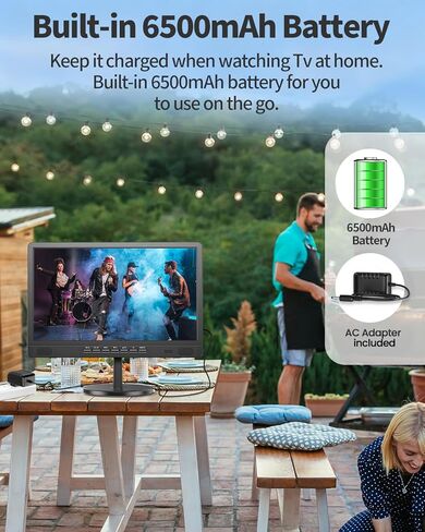 Desobry 18.5" Portable TV with Antenna, 6500mAh Rechargeable Portable Monitor with 1080P HDMI Input, AV Input, USB, Small TV for Travel, Camping, Kitchen, Bedroom, RV, Power Outage in Saudi Arabia