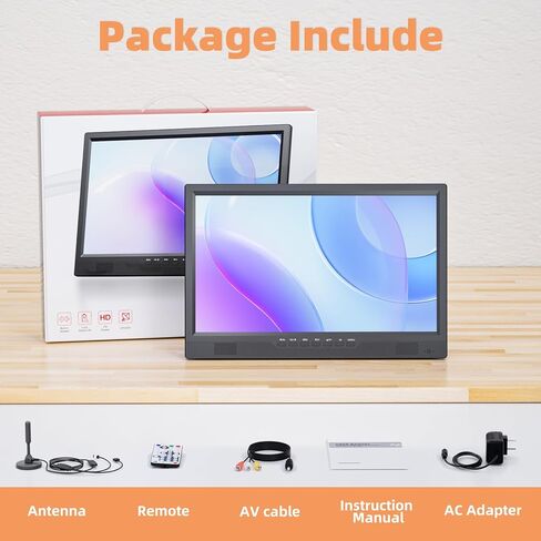 تلفزيون نورثينج 19.2 بوصة محمول مع هوائي، تلفزيون صغير LED 1080 بكسل مع مدخل HDMI/مدخل AV/منفذ USB، تلفزيون المطبخ مع حامل مدمج، للتخييم وغرفة النوم والفناء الداخلي والخارجي in Kuwait