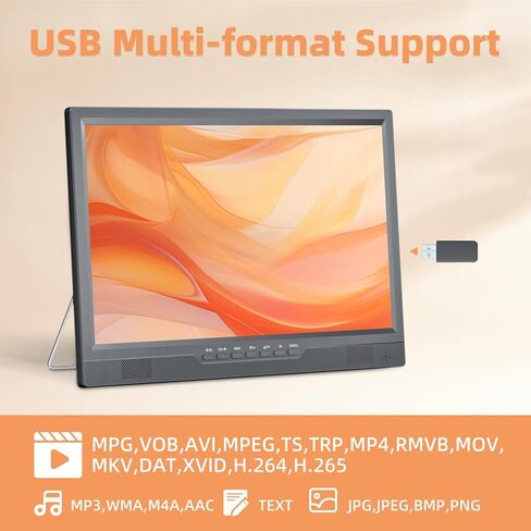 تلفزيون نورثينج 19.2 بوصة محمول مع هوائي، تلفزيون صغير LED 1080 بكسل مع مدخل HDMI/مدخل AV/منفذ USB، تلفزيون المطبخ مع حامل مدمج، للتخييم وغرفة النوم والفناء الداخلي والخارجي in Kuwait
