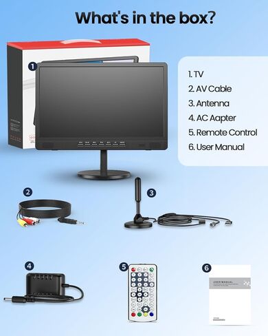 Desobry 18.5" Portable TV with Antenna, 6500mAh Rechargeable Portable Monitor with 1080P HDMI Input, AV Input, USB, Small TV for Travel, Camping, Kitchen, Bedroom, RV, Power Outage in Saudi Arabia
