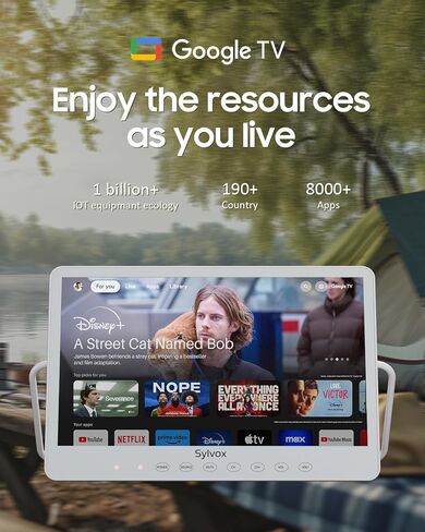 SYLVOX Portable TV, 15.6‘’ Google TV, IP66 Waterproof, 1080P Small Smart Television with Google Assistant Remote | 10000mAh Battery-Powered TV for Kitchen, RV and More in Saudi Arabia