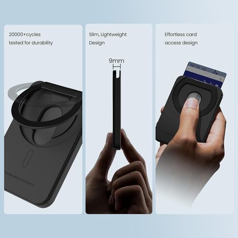 محفظة Nillkin MagSafe مع حامل | حامل بطاقات نحيف 3 | ألياف الأراميد | حجب RFID | للرجال بطاقة الائتمان | محفظة هاتف آيفون 17 برو /16/15/14/13 ومعظم الأجهزة المغناطيسية (أسود) in Saudi Arabia