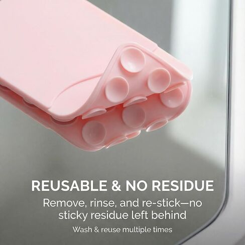 2-Pack Silicone Suction Phone Wallet (Stick-on) - Adhesive Credit Card Holder with Suction Cups for Mirror/Shower - Cute ID Pouch Case for iPhone/Android, Cool Gadget gifts (Pink) in Saudi Arabia