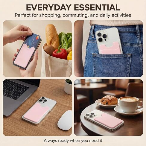 2-Pack Silicone Suction Phone Wallet (Stick-on) - Adhesive Credit Card Holder with Suction Cups for Mirror/Shower - Cute ID Pouch Case for iPhone/Android, Cool Gadget gifts (Pink) in Saudi Arabia
