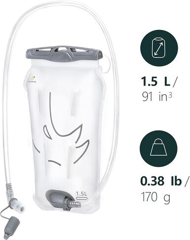 N NEVO RHINO المثانة الترطيب 1.5L، المثانة المياه للمشي لمسافات طويلة على ظهره تسرب دليل على تخزين المياه المثانة، BPA الحرة، واسعة فتح الحقيبة المياه حزمة الترطيب للتخييم ركوب الدراجات الجري in Kuwait
