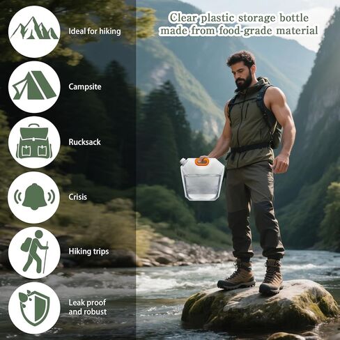 40 Pcs 1.3 Gallon Collapsible Water Storage Bag with Funnel and Stickers Leakproof Emergency Jug Container Clear Plastic Water Bladder Outdoor Flat Pouch for Hiking Sport Backpack Camping in Saudi Arabia