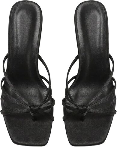 MAKEMECHIC Women's Summer Y2K Strappy Heeled Sandals PU Leather Square Toe Low Heels in Saudi Arabia