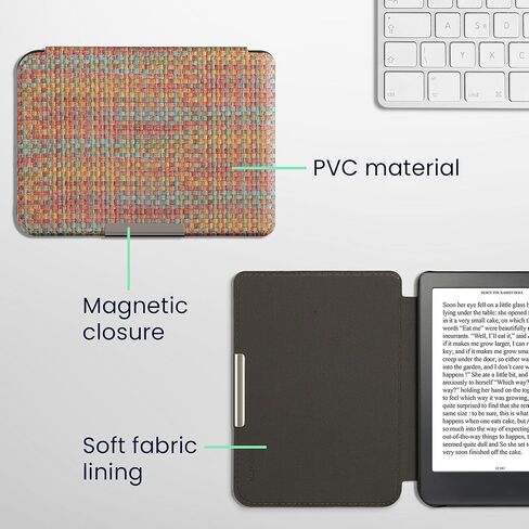 kwmobile Cover Compatible with Kobo Clara BW/Colour Cover - PVC eReader Case - Colorful Yellow/Red/Green in Saudi Arabia