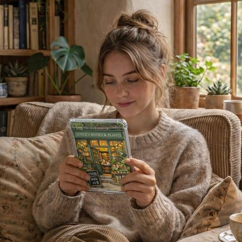 حافظة شفافة مخصصة لجهاز Kindle، كتب ونباتات Cottagecore المخصصة، ملحقات القارئ الإلكتروني الجمالية لمكتبة الكتب النباتية الخضراء (Kindle Oasis) in Saudi Arabia