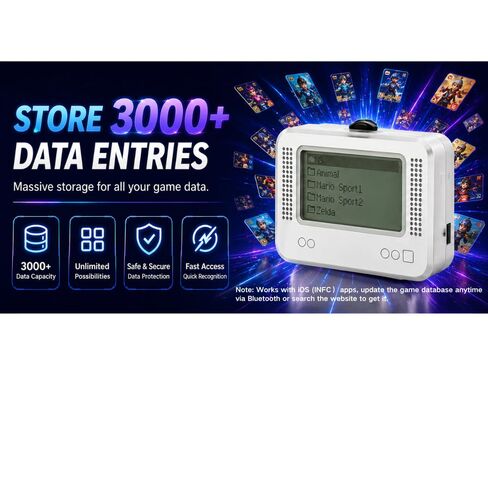 NFC Data Emulator Compatible with Switch OLED/3DS, 1.2" OLED Screen Portable Digital Media Storage for 3000+ Tags, One-Tap Instant Recognition, Rechargeable Gaming Accessory for Popular Adventures in Saudi Arabia