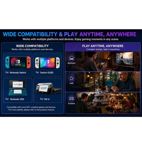 NFC Data Emulator Compatible with Switch OLED/3DS, 1.2" OLED Screen Portable Digital Media Storage for 3000+ Tags, One-Tap Instant Recognition, Rechargeable Gaming Accessory for Popular Adventures in Saudi Arabia