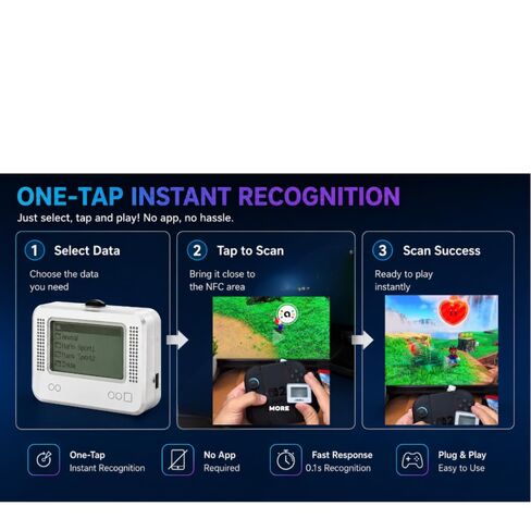 NFC Data Emulator Compatible with Switch OLED/3DS, 1.2" OLED Screen Portable Digital Media Storage for 3000+ Tags, One-Tap Instant Recognition, Rechargeable Gaming Accessory for Popular Adventures in Saudi Arabia